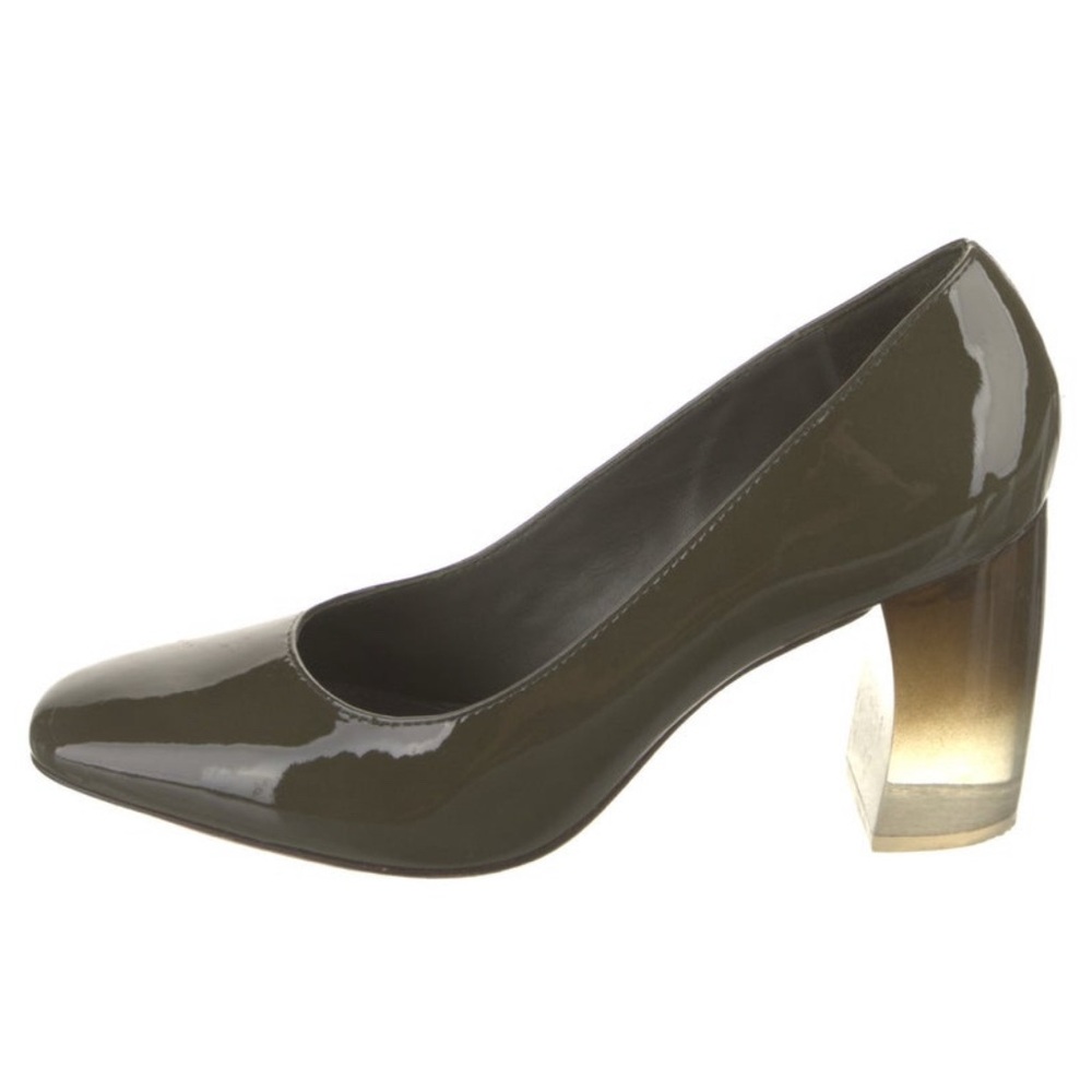 Tory Burch Olive Green Patent Leather Pumps with Ombré Lucite Heels